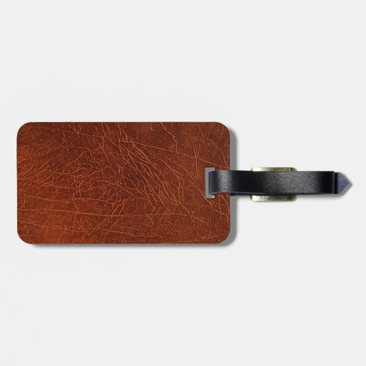 Brown Leather Look Gepäckanhänger (Rückseite horizontal)
