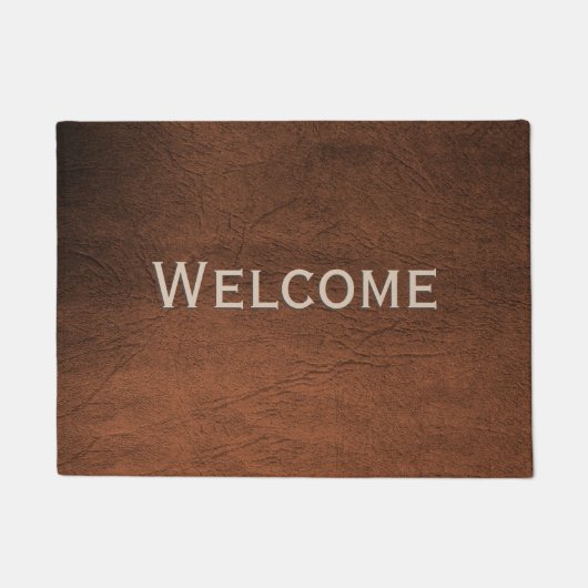 Brown Leather Look Welcome Mat Fußmatte (Vorderseite)
