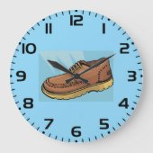Brown Leather Shoe Retro Work Boot Große Wanduhr (Vorderseite)