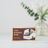 Brown Leather Sightseeing Tour Bus Agent Visitenkarte (Stehend Vorderseite)