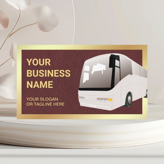Brown Leather Sightseeing Tour Bus Agent Visitenkarte
