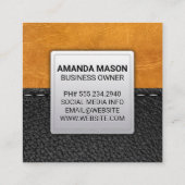 Brown Leather | Stielleder Quadratische Visitenkarte (Rückseite)