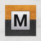 Brown Leather | Stielleder Quadratische Visitenkarte (Vorderseite)