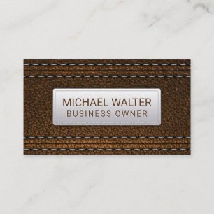 Brown Leather Stitched Luxus Visitenkarte