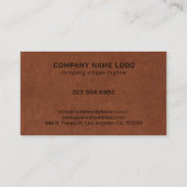 Brown Leather Texture Custom Text Visitenkarte (Rückseite)