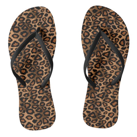Brown Leopard Print Badesandalen (Fußbett)