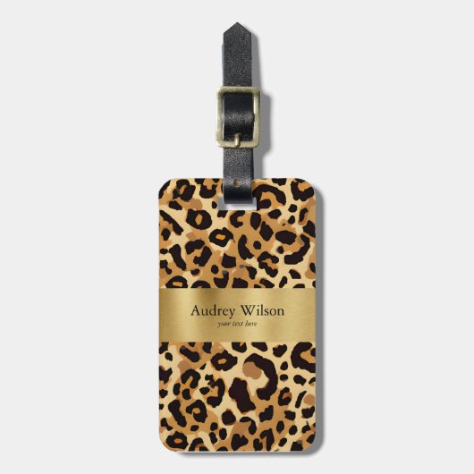 Brown Leopard Print Gepäckanhänger (Vorderseite vertikal)