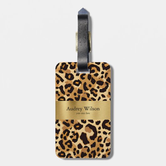 Brown Leopard Print Gepäckanhänger (Rückseite vertikal)