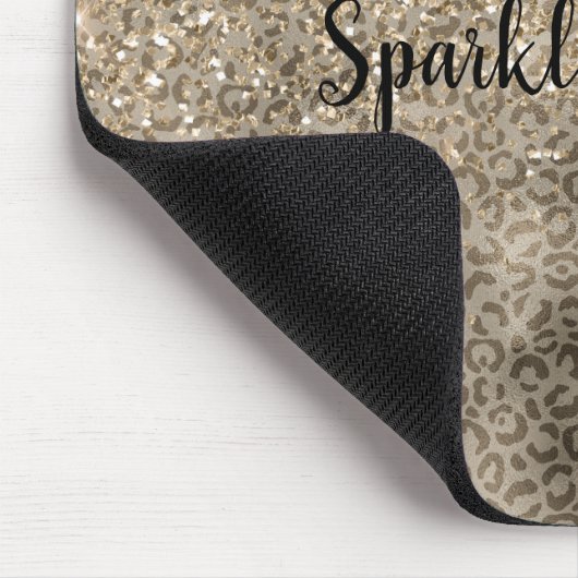Brown Leopard Print Gold Glitter sparkle Mousepad (Ecke)