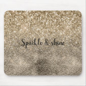 Brown Leopard Print Gold Glitter sparkle Mousepad (Vorne)