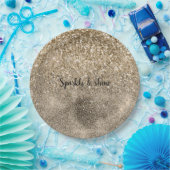 Brown Leopard Print Gold Glitter sparkle Pappteller (Party)