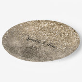 Brown Leopard Print Gold Glitter sparkle Pappteller (Schrägansicht)