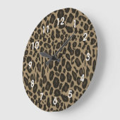 Brown Leopard Print Große Wanduhr (Winkel)