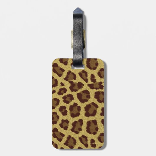 Brown Leopard Print Luggage Tag Gepäckanhänger (Rückseite vertikal)