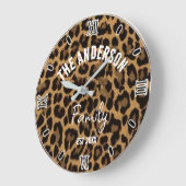 Brown Leopard Print Minimalist Analog Roman Numera Große Wanduhr (Winkel)