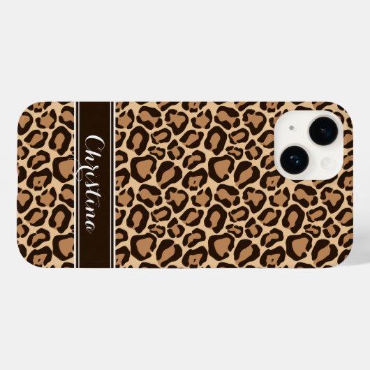 Brown Leopard Print Monogram Case-Mate iPhone Hülle (Rückseite (Horizontal))