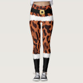 Brown Leopard Print Santa Claus Kostüme Weihnachte Leggings (Vorderseite)