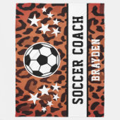 Brown Leopard Print Soccer Name Fleecedecke (Vorderseite)