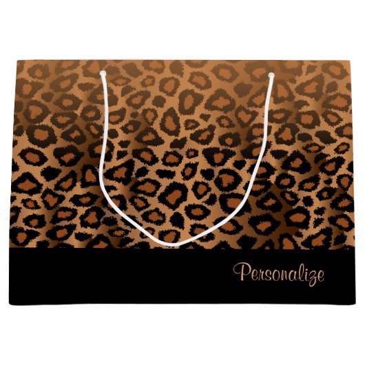 Brown-Leopard-Tierdruck Große Geschenktüte (Vorderseite)