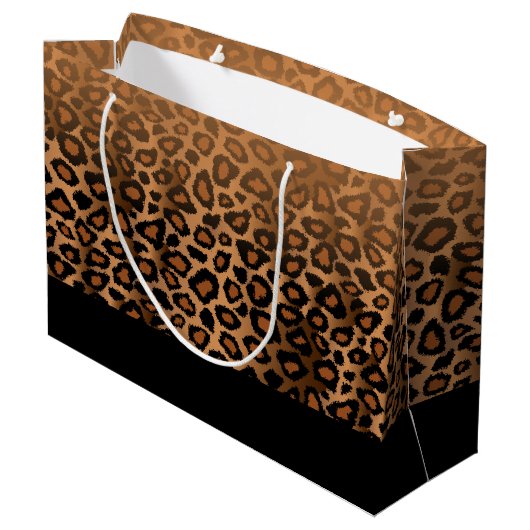 Brown-Leopard-Tierdruck Große Geschenktüte (Rückseite Schrägansicht)