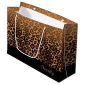 Brown-Leopard-Tierdruck Große Geschenktüte (Vorderseite Schrägansicht)