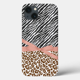 Brown Leopard Zebra Animal Pink Ribbon Case-Mate iPhone Hülle