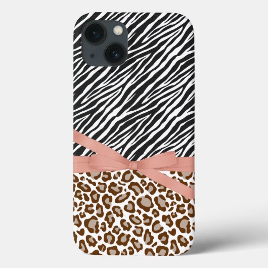 Brown Leopard Zebra Animal Pink Ribbon Case-Mate iPhone Hülle (Rückseite)