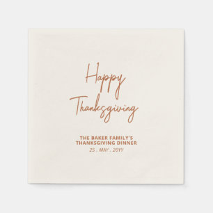 Brown Lettering Happy Thanksgiving Party Serviette