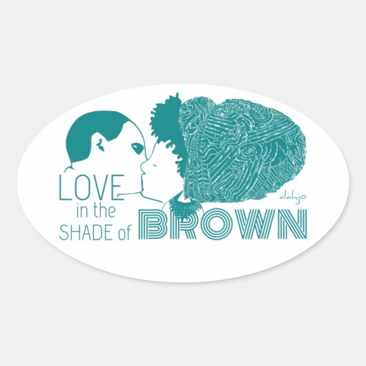 BROWN LIEBE in AQUA Ovaler Aufkleber (Vorderseite)