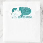 BROWN LIEBE in AQUA Ovaler Aufkleber (Tasche)