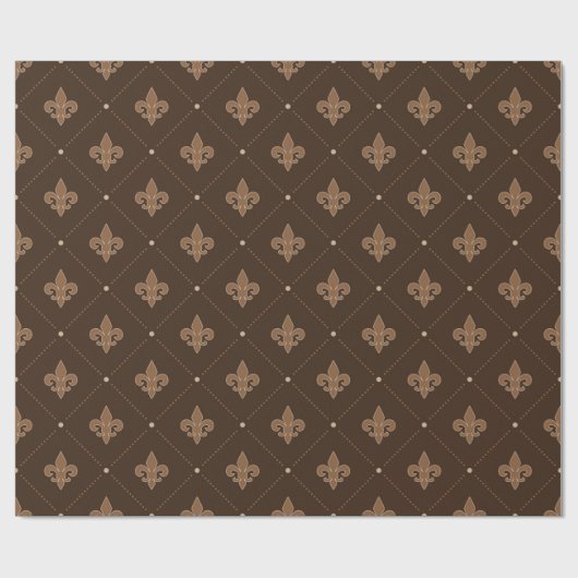Brown Lilie French Damask Pattern Geschenkpapier (Flach)