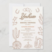 Brown Line Yeehaw Western Cowgirl Brautparty Einladung (Vorderseite)