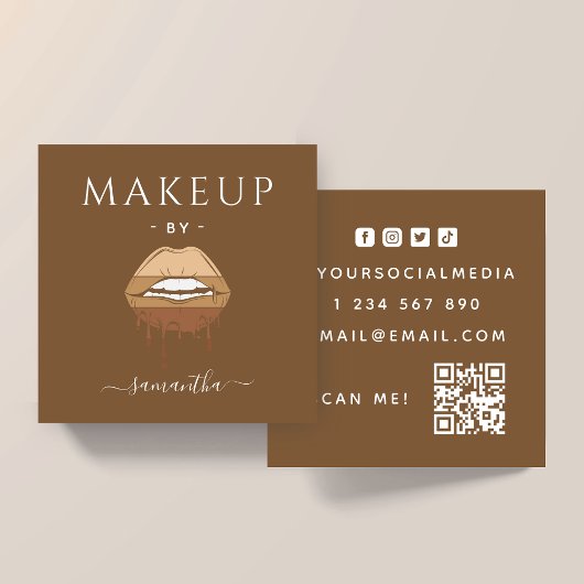 Brown Lips Makeup Artist QR Quadratische Visitenkarte