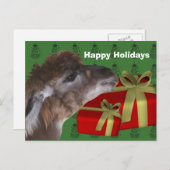 Brown Llama Farm Tier Weihnachtsfeiertag Feiertagspostkarte (Vorne/Hinten)