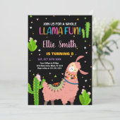 Brown Llama Fun Llama Einladung zum Geburtstag (Stehend Vorderseite)
