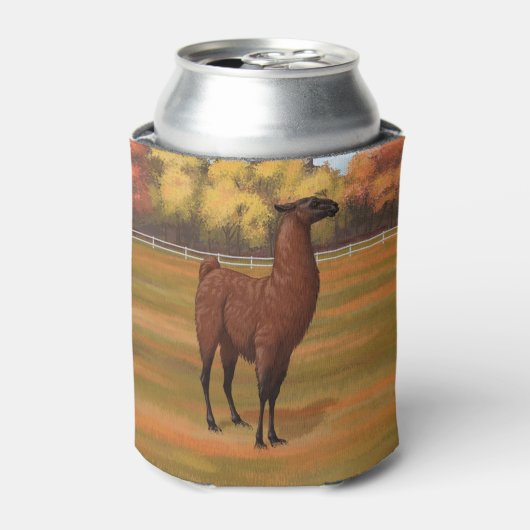 Brown Llama im Herbstweide Dosenkühler (Kanne Vorderseite)