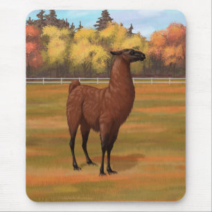 Brown Llama im Herbstweide Mousepad