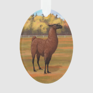 Brown Llama im Herbstweide Ornament