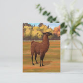 Brown Llama im Herbstweide Postkarte (Stehend Vorderseite)
