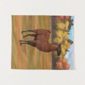 Brown Llama im Herbstweide Wandteppich (Vorderseite (Horizontal))
