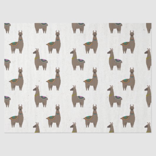 Brown Llamas auf der White Decoupage Seidenpapier (Vorderseite)