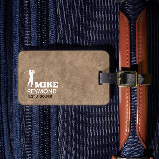 Brown Luggage Tag for Golfers Gepäckanhänger (Vorderseite Insitu 4)