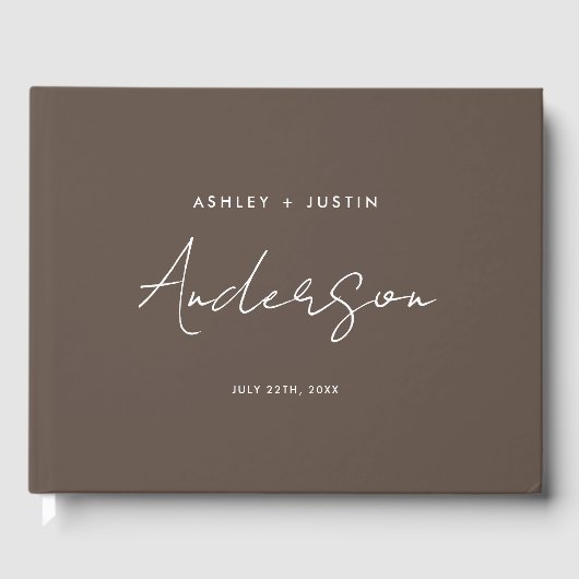 Brown Luxury Wedding Personalisiert Gästebuch (Vorderseite)