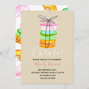 Brown macaron französischer Geburtstag laden ein Einladung