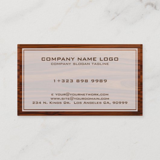 Brown Mahogany Holztextur Visitenkarte (Rückseite)