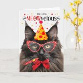 Brown Maine Coon Cat MEOWvelous Birthday Karte (Gelbe Blume)