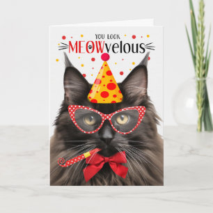 Brown Maine Coon Cat MEOWvelous Birthday Karte