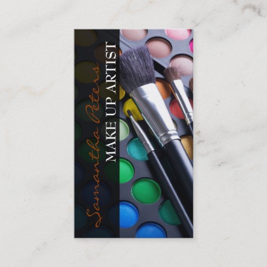 Brown Make up Artist Palette Brush Business Card Visitenkarte (Vorderseite)