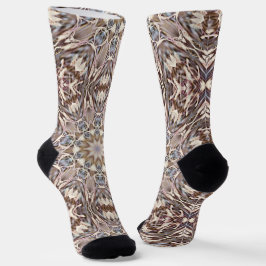 Brown Mandala Art Psychedelic Style Socks Socken