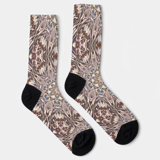 Brown Mandala Art Psychedelic Style Socks Socken (Rechts)